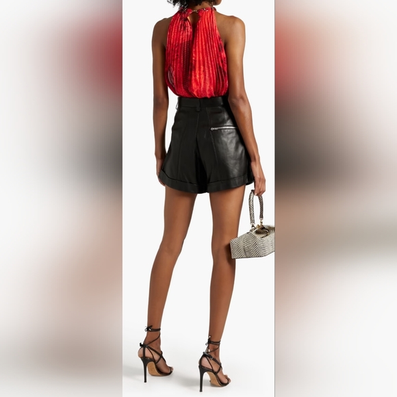 Alice + Olivia Red Orange Pleated Drapey Tank Top, Size S - Picture 3 of 10